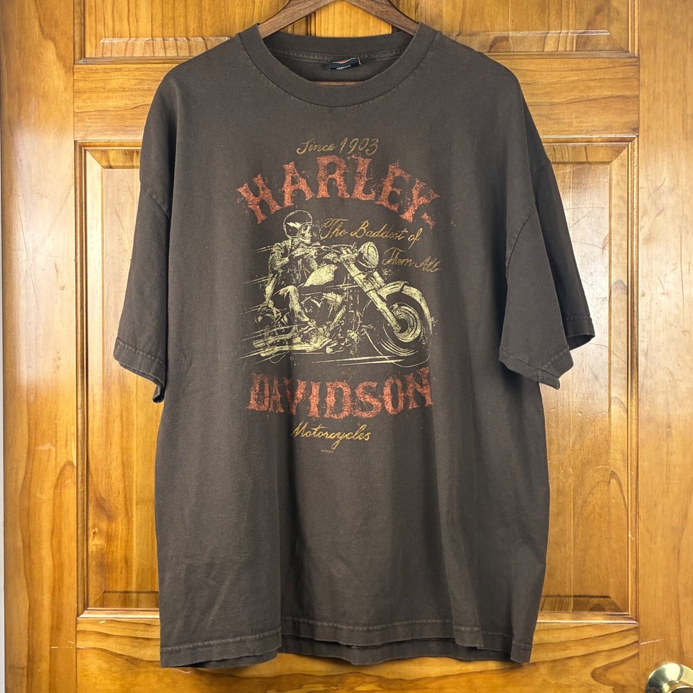 Harley Davidson 2XL Fort Bragg T-Shirt Brown Fayetteville NC Baddest Graphic Tee